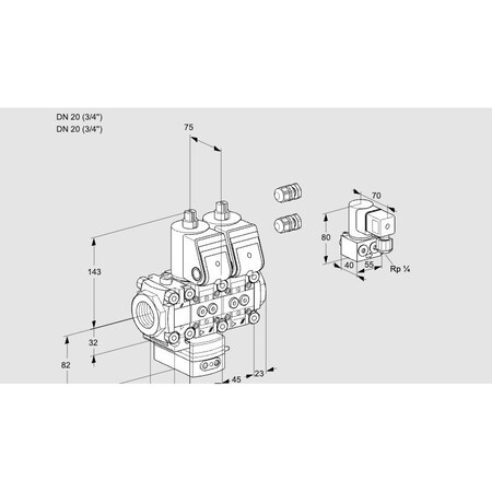 Honeywell Kromschroder Solenoid Valve Pressure Regulator, 24V DC, DN15, IP65, Gas/Air/Methane KS88100643