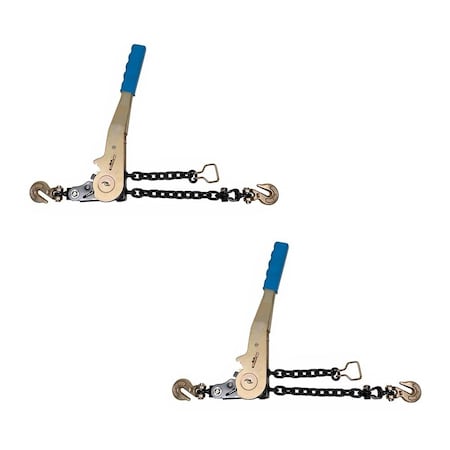 Mytee Products 1/4in - 5/16in Easy Ratchet Chain Binder w/ Grab Hooks & 2500 lbs WLL Load Binder, 2PK CB-AEZ14x2