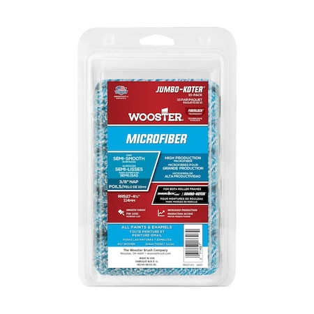 Wooster 4-1/2" Paint Roller Cover, 3/8" Nap, Microfiber RR527-4 1/2
