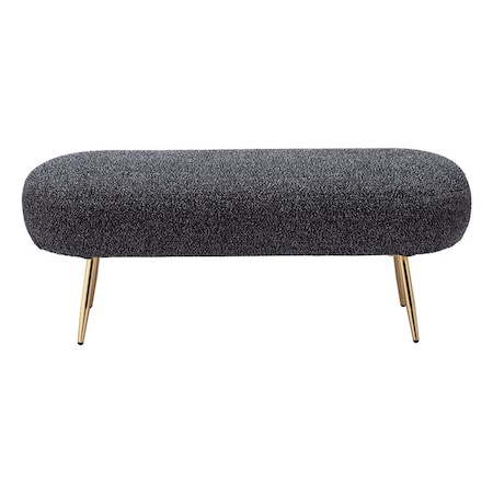 Homeroots 48in Black and Gold Fabric Upholstered Bench 668845