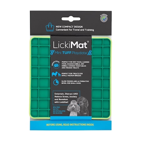 Lickimat Mini Tuff Playdate Green Plastic Slow Feeder For Dogs LM9131GN-DR