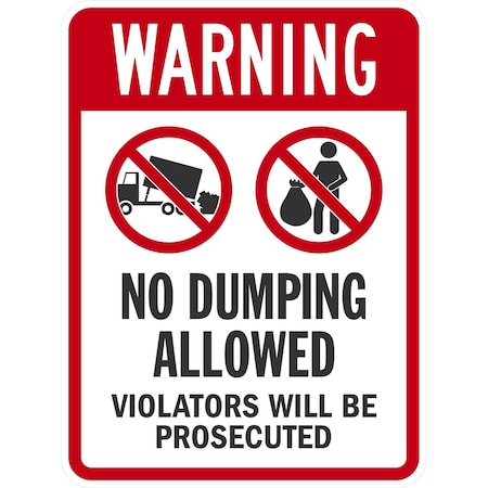 Lyle No Dumping Allowed, Violators Will Be Prosecuted (w/sym), 18x24, Non-Reflective, White G-10931-NA_18x24