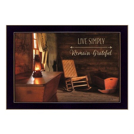 Homeroots Live Simply 3 Black Framed Print Wall Art 405050