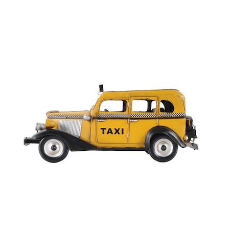 Homeroots 14" Yellow Checker Taxi Cab Model Sculpture 401141