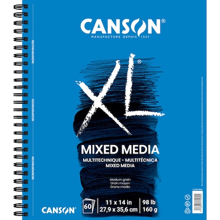 Canson XL Series Mixed Media Pad, Side Wire Binding, 60 Sheet, 11x14 inch C100510929-03