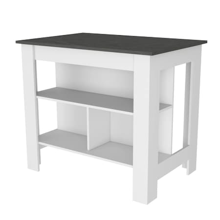 Homeroots 41in Dark Gray and White Wood Kitchen Island Set With Storage 519052