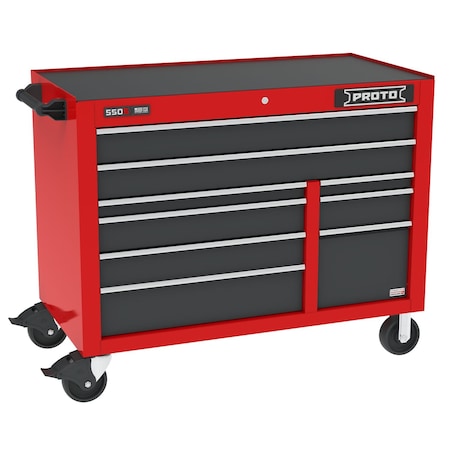 Proto 550 Series Tool Cabinet, 9 Drawer, Red/Gray, 50 in W x 25-1/4 in D x 41 in H J555041B-9SGPD
