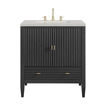 James Martin Vanities Myrrin 30" Single Vanity, Carbon Oak w/ 3 CM Lime Delight Silestone Top 485-V30-CBO-3LDL