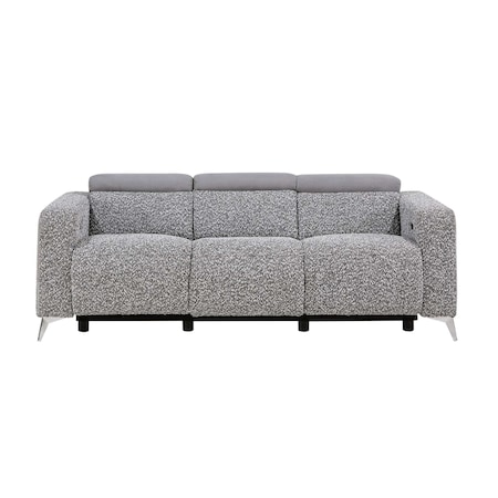 Homeroots 87" Dark Gray Reclining USB Sofa And Toss Pillow With Silver Legs 559217