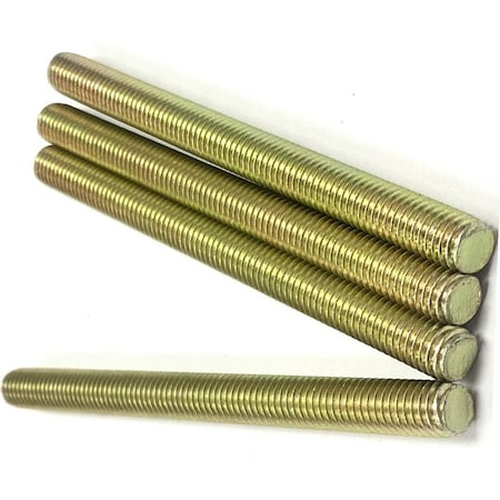 Zmg Fasteners Plus 1/4 - 20 X 8" FULLY THREADED STRAIGHT ROD SAE GR 8 J429 ZINC TRIVALENT YELLOW 2045941