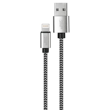 Powerzone Lightning Charging Cable, Braided Cable Aluminum Alloy, Black White Braided Cable KL-029X-1M-LIGHT