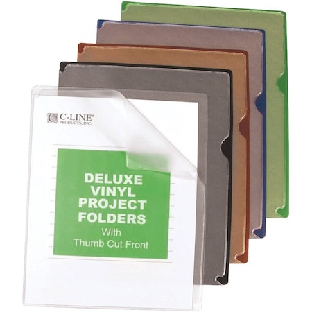 C-Line Products Deluxe Vinyl Project Folders with Colored Backs, 11 x 8 1/2, 35/BX 62150