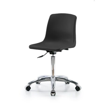 Blue Ridge Ergonomics Polypropylene Shell Chair Chrome - Medium Bench Height with Casters in Black SMBCH-CR-NF-NBCC-BLK