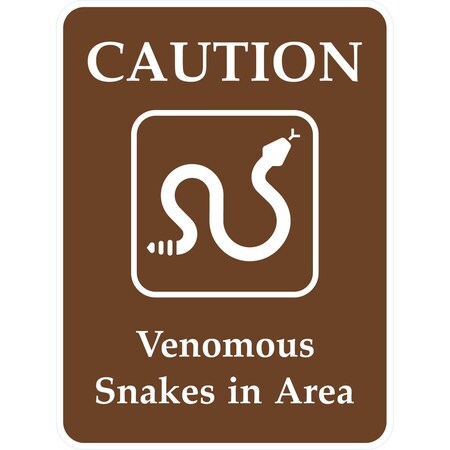 Lyle Caution Venomous Snakes In Area (W/Sym), 18x24, Non-Reflective, Brown G-10980-NA_18x24