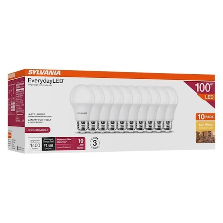 Sylvania LED BULB A19 3YR 2700K SW 100W, 10PK 42134