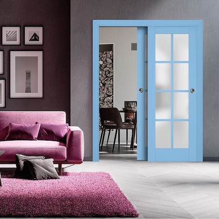 Sartodoors Sliding Closet Bypass Doors Solid Core Modern Interior VEREGIO7412DBD-AQU-36