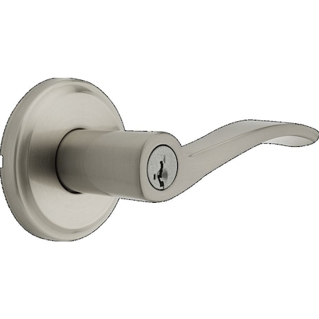 Kwikset Sedona Lever Entry Door Lock SmartKey with 6AL Latch and RCS Strike Satin Nickel Finish 740SEL-15S