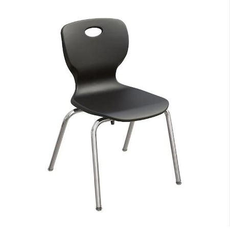 Correll Stacking Student Chair, 18in, Light Texture Seat, Chrome Legs, Black, 4PK CSCHR18-09-4PK