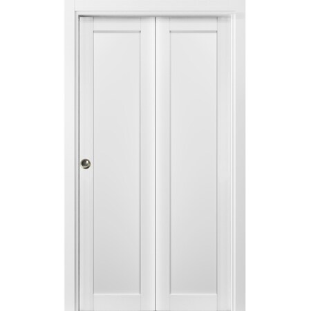 Sartodoors Sliding Closet Bi-fold Doors White Solid Core Modern Interior QUADRO4111BF-WS-72 x 84 (2* 36x84)