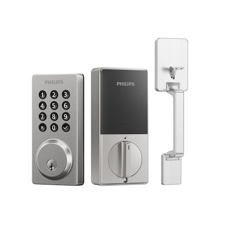 Philips Smart Wi-Fi Door Lock with Push Button Lighted Keypad and Handle Set DDLOM1042X15HSH