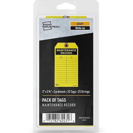Avery Yellow Maintenance Tags, PK25 62431