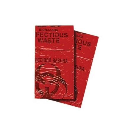 First Voice Biohazard Bag, Plastic, 5 in L, 3 in W, Red BHAZ00