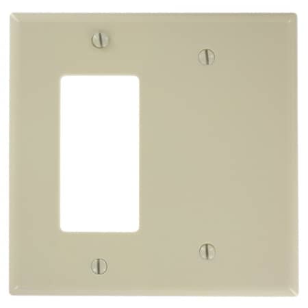 Leviton Combination Wallplate, Midway Size, Gang 2, Ivory 80608-I