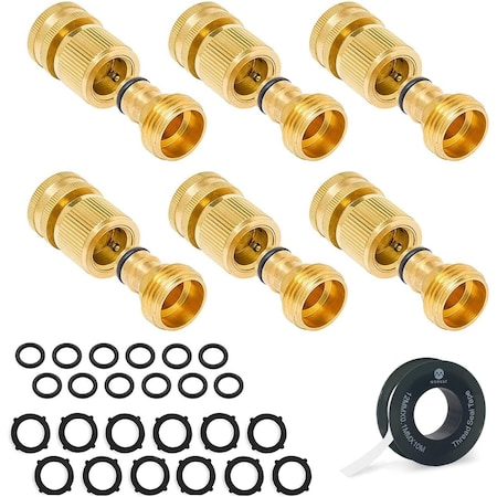 Morvat Brass Quick Connect Garden Hose Fittings for Accessories, 6PK MOR-ABQCONNECTOR-6-A