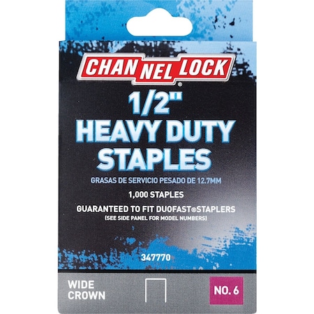 Channellock No. 6 Heavy-Duty Wide Crown Staple 1/2'', 1000PK 347770