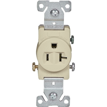 Eaton Wiring Devices Straight Blade Receptacle, 5-20R, 20 A, 125V AC, 2 Pole, 3 Wire, Flush Mount, Grounded 1877V-BOX