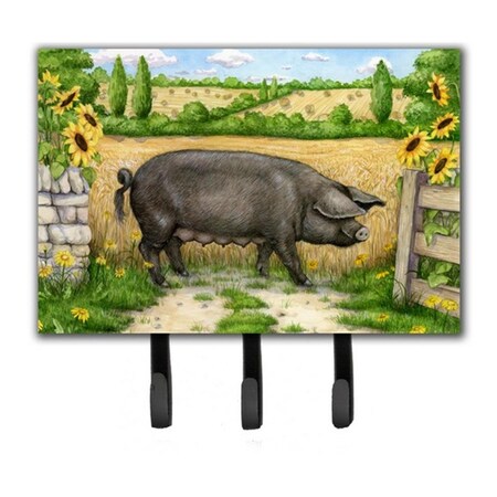 Carolines Treasures Black Pig with Sunflowers Leash or Key Holder CDCO0373TH68