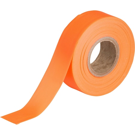 Brady Flagging Tape, Plastic, Fluorescent Orange, 1.188in x 150ft, 150PK 58352