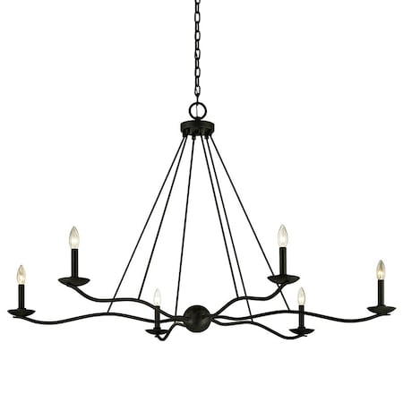 Troy Lighting Sawyer 6 Light Chandelier 53.5 In. Forged Iron F6306-FOR
