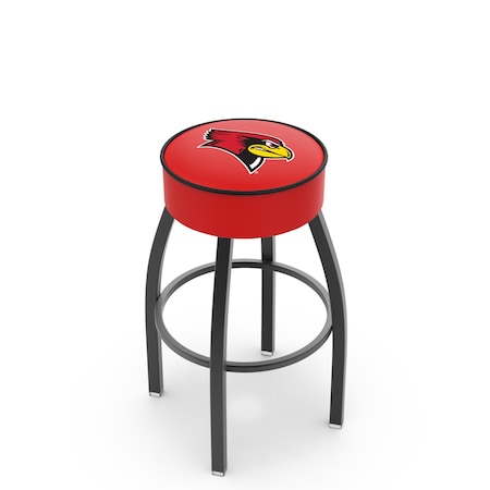 Holland Bar Stool Co 25" 4" Illinois State Cushion Seat, Blk Wrinkle Base Swivel Bar Stool L8B125IllStU