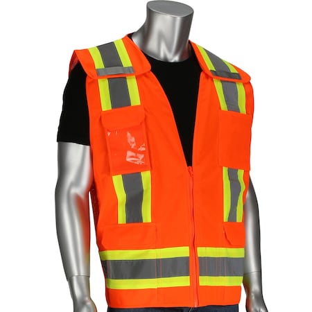 Pip ANSI Type R Class 2 Mesh Breakaway Eleven Pocket Surveyors Vest 302-0505-OR/5X