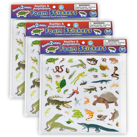Ready 2 Learn Foam Stickers, Reptiles and Amphibians, 184-Piece Set, 3PK CE10123