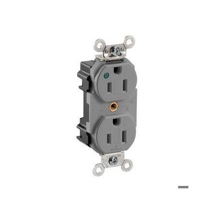 Leviton Straight Blade Receptacle, 5-15R, 15 A, 125V AC, Surface Mount, Self-Grounded M8200-PLG