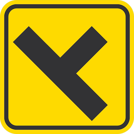 Lyle W2-2, Side Road Symbol, 12x12, High Intensity Prismatic, Yellow G-2051-HI_12x12