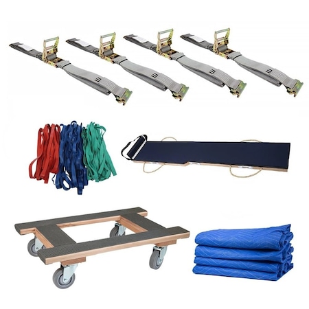 Mytee Products 7ft Piano Moving Skid Safety Board Kit - 18in x 30in Dolly, Straps, Blanket & Bands PMB-7-ETKRS-MB-NW-KIT