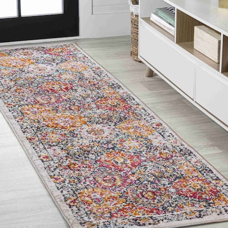 Jonathan Y Modern Persian Boho Vintage Trellis Ivory/Navy/Multi 2 ft. x 8 ft. Runner Rug MDP205C-28