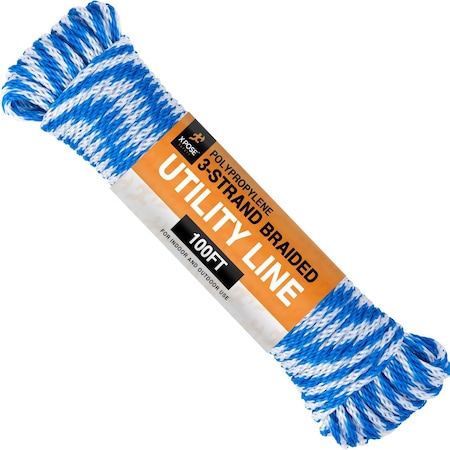 Xpose Safety Blue and White Braided Poly Rope 100ft BPR-100-X