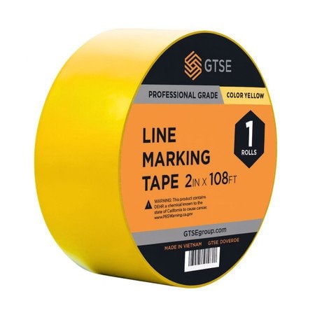 Gtse Yellow Floor Line Marking Tape - 2in x 108ft (36 yards) LMT-500-YLW