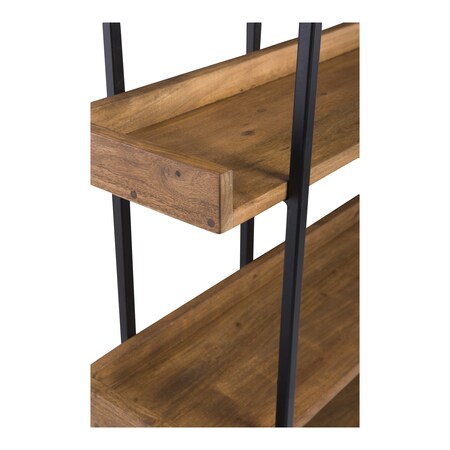 Homeroots 76" Brown and Black Metal and Wood Five Tier Bookcase 517720
