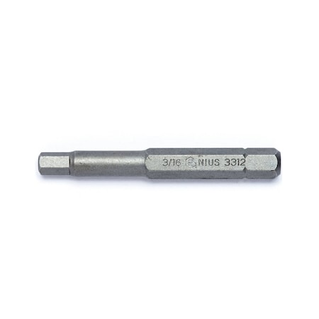 Genius Tools 1/4in Hex Shank, 3/16in Hex Screwdriver Bit 56mmL 3312