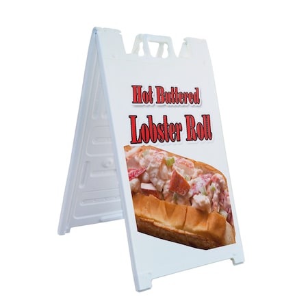 Signmission Hot Buttered Lobster Roll, A-Frame & 2 Decals Installed, Heavy-Duty Plastic Frame SBHD-D-2436-Hot Buttered Lobster Roll