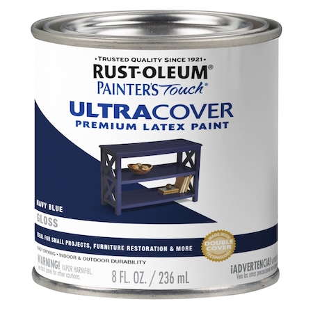 Rust-Oleum Interior/Exterior Paint, Gloss, Navy Blue, Half Pint 1922730