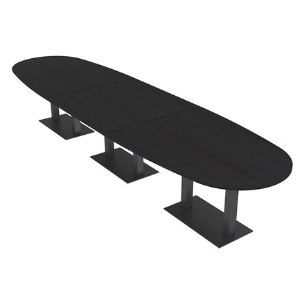 Skutchi Designs Boval Conference Table With Power Unit, 48 in W, 192 in L, Black HAR-BOVL-48X192-DOU.BK-U999ST19-NA