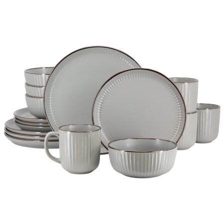 Elama Leo 16 Piece Stoneware Dinnerware Set In Light Gray ELM-LEO-LG