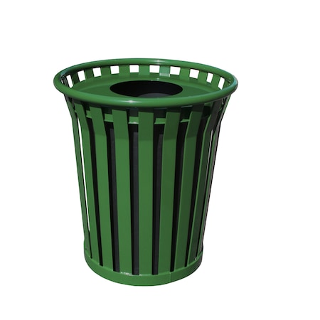 Witt Industries Heavy Duty Green Outdoor Slatted Metal Receptacle with Flat Top WC3600-FT-GN