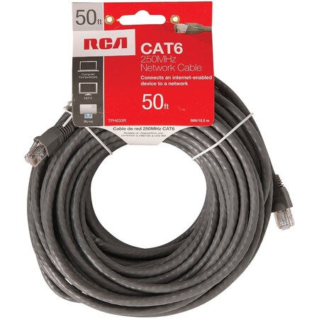 Rca 50 Ft. CAT-6 Gray Network Cable TPH633R
